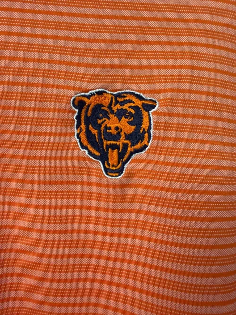 Tommy Bahama Chicago Bears Football Polo Shirt l Orange Stripe Knit Size Medium - Picture 3 of 10